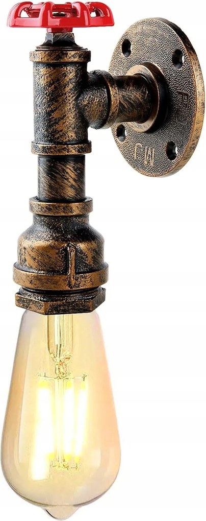 Steampunk ipari fali lámpa E27 arany Kawell Loft