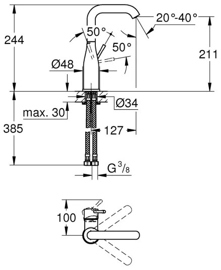GROHE 23541001 - ESSENCE mosdócsaptelep DN 15 fényes króm