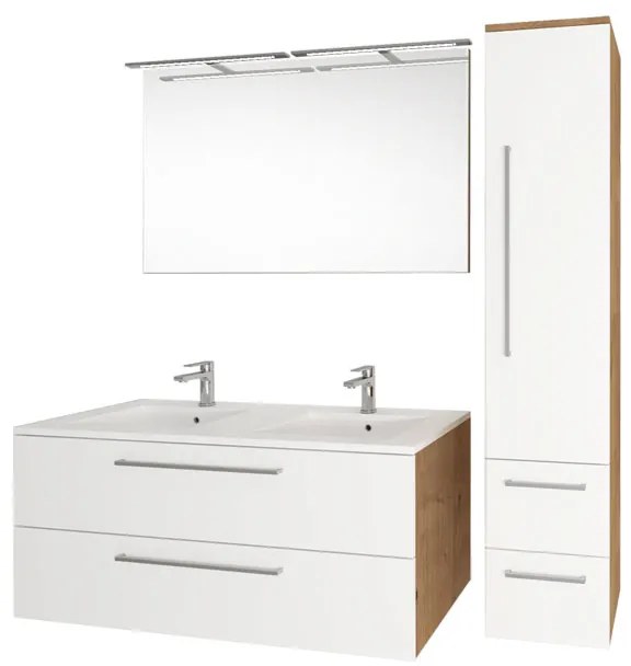 Mereo Mereo, Bino, fürdőszoba szekrény 121 cm, fehér-tölgy arlington, MER-CN673S