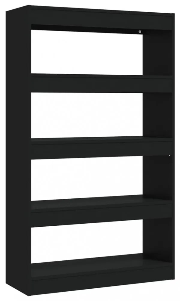 fekete szerelt fa könyvszekrény/térelválasztó 80x30x135 cm