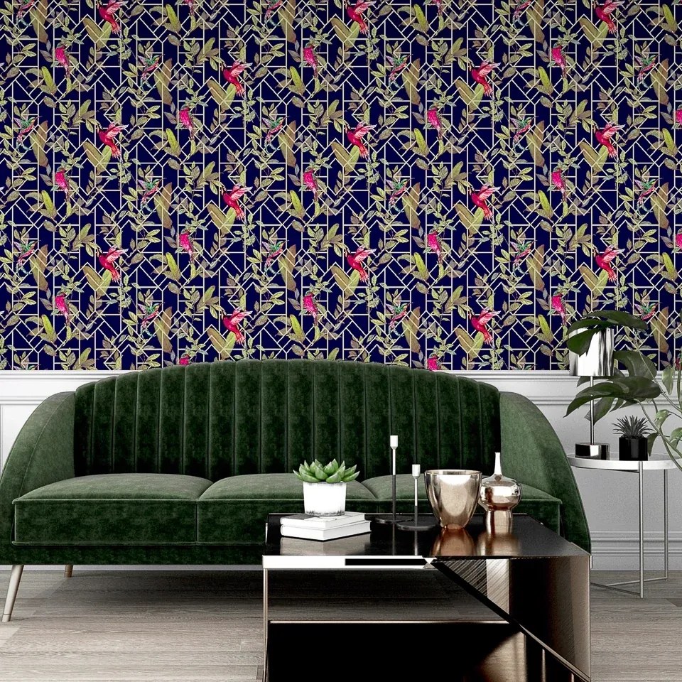 Arthouse Signature 1 Deco Tropical sötétkék fa mintás papír tapéta – 908003