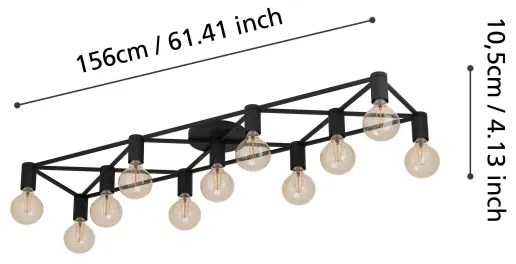 Eglo 43722 - Mennyezeti lámpa SPEKE 11xE27/40W/230V fekete
