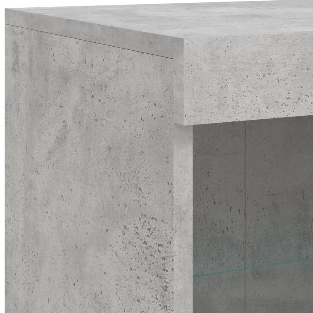 betonszürke tálalószekrény LED-világítással 81 x 37 x 100 cm