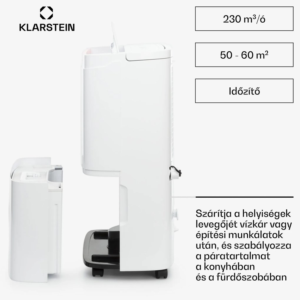 Klarstein DryFy Pro Connect Smart, Párátlanító, WiFi, Kompresszor, 30l/d, 25-35 m², Fehér
