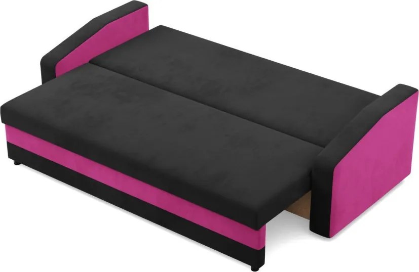 Hewlet kanapéágy, szövet anyag, bonell töltet, fekete - rózsaszín