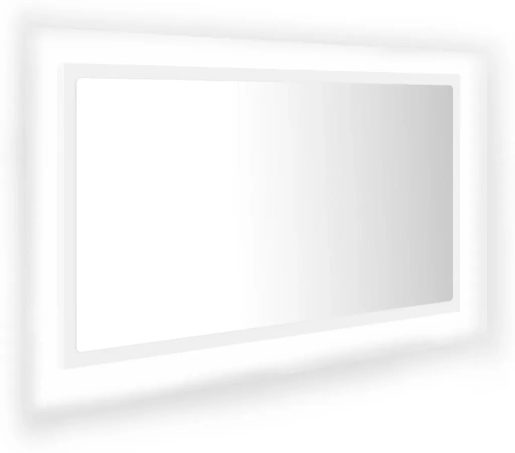 Fehér akril LED-es fürdőszobai tükör 80 x 8,5 x 37 cm