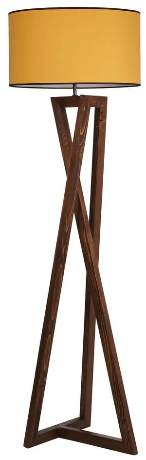 Mustársárga-barna állólámpa textil búrával (magasság 149 cm) Maçka – Opviq lights
