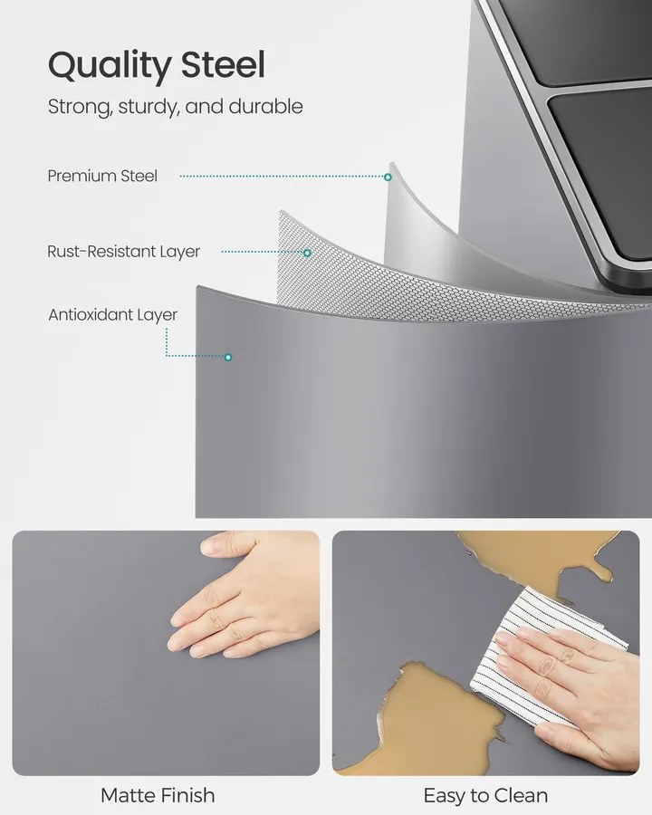 2 rekeszes Szemetes, 2 x 30 L fedéllel, szürke