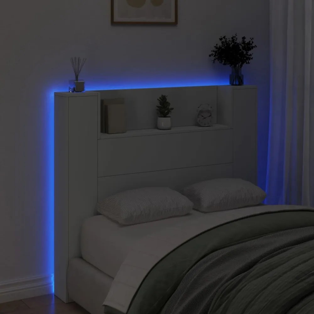 fehér áthidalószekrény LED-világítással 120x16,5x103,5 cm