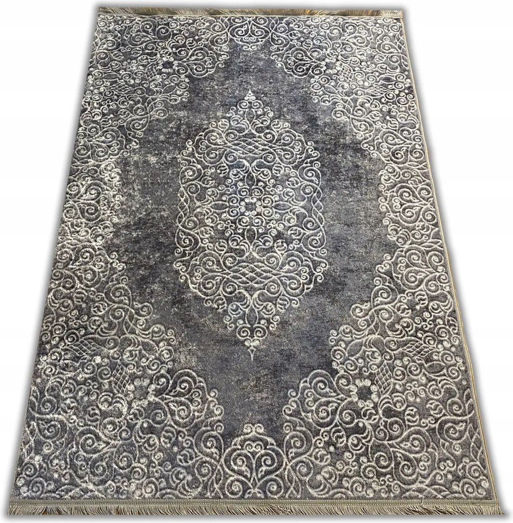 Sötétkék Szőnyeg Különböző Minták 80X150 Puha Könnyű