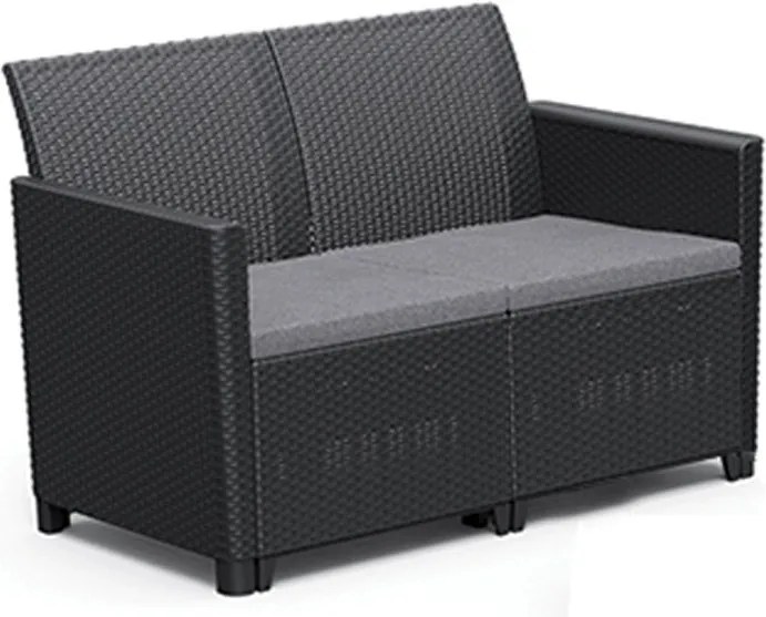 Claire 2 üléses műrattan kerti kanapé grafit