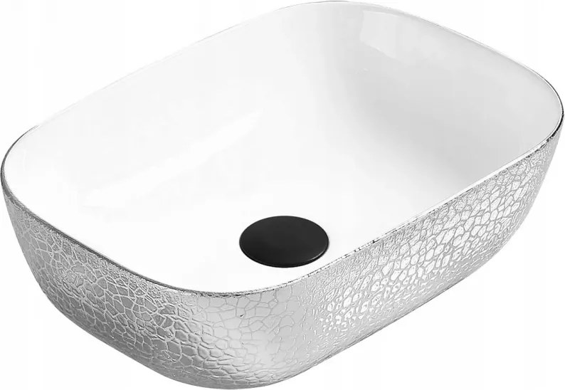 Mexen Rita 45 x 32 cm-es kézmosó tál, fehér/ezüst - 21084555