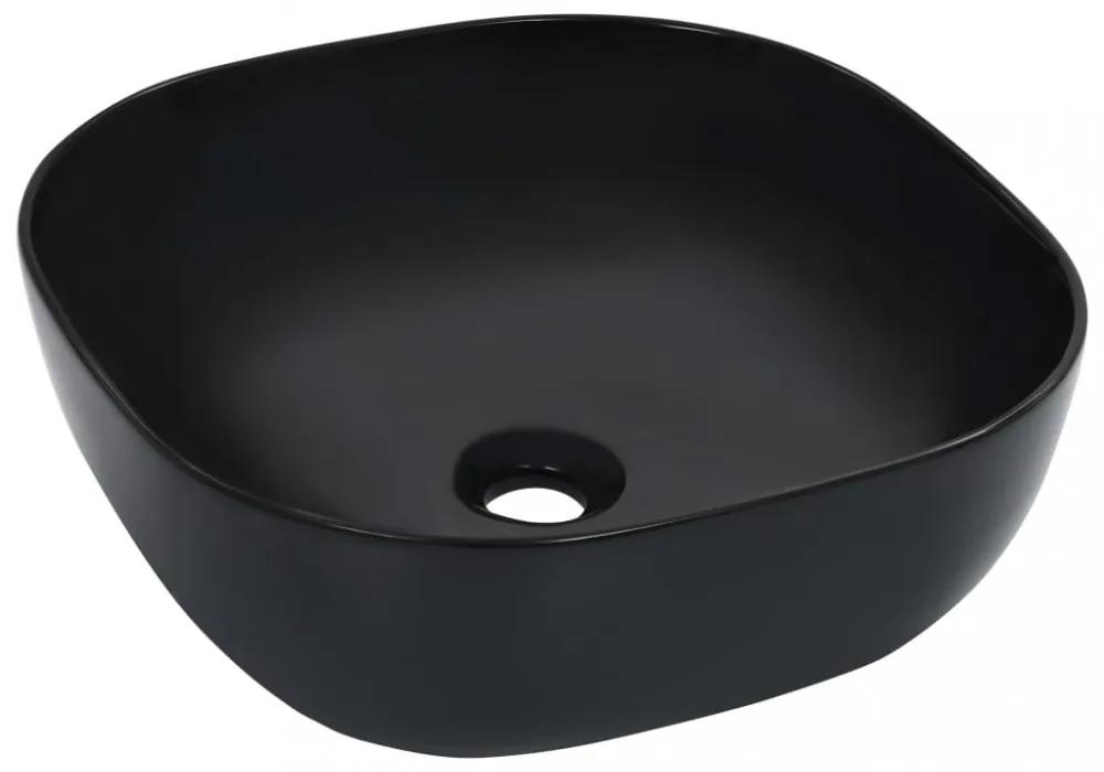 Fekete kerámia mosdókagyló 42,5 x 42,5 x 14,5 cm
