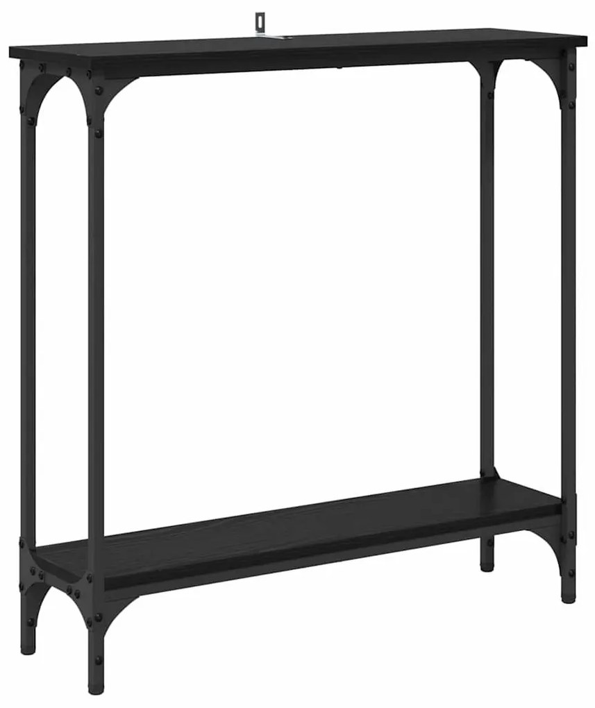 vidaXL Konzolasztal polcokkal Fekete tölgy 75 x 22,5 x 75 cm Faanyag