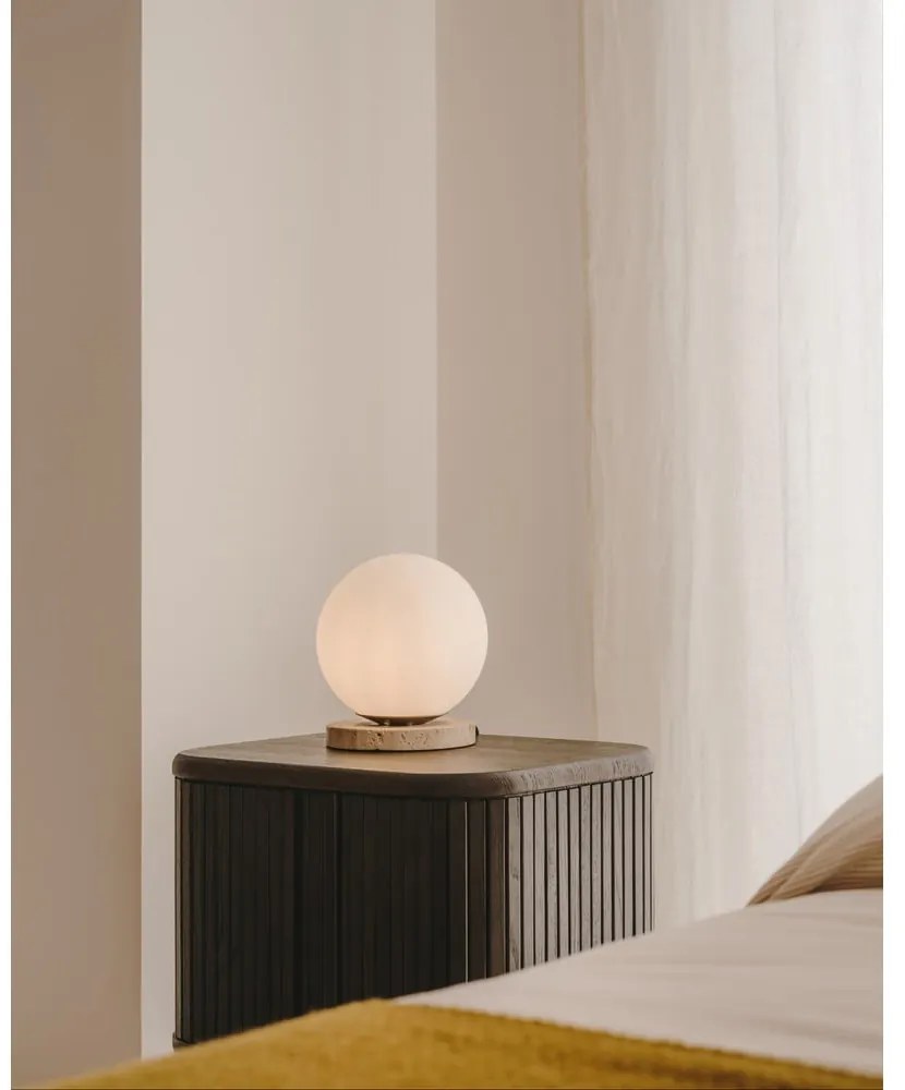 Fehér asztali lámpa üveg búrával (magasság 22 cm) Malachi – Kave Home