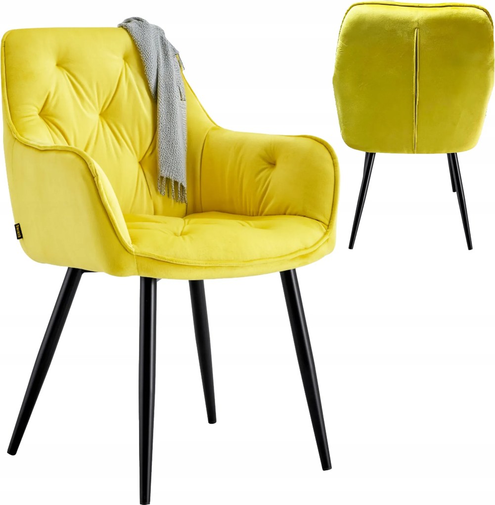 Fotel Velúr Kárpitozott Szék Puha Sárga Prince Modern