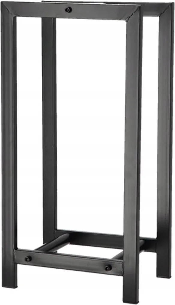 Tűzifa tároló állvány, Kosár, fekete fém, acél, Loft stílus, 60 cm