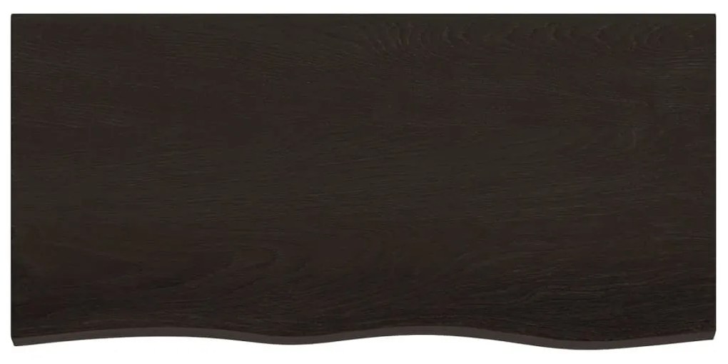 sötétbarna kezelt tömör tölgyfa fali polc 100x50x(2-6) cm