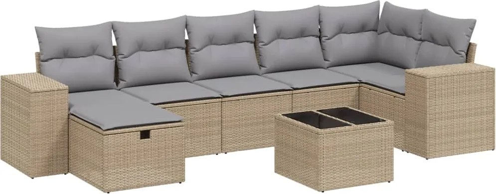 vidaXL 8 részes vegyes bézs polyrattan kerti ülőgarnitúra párnákkal