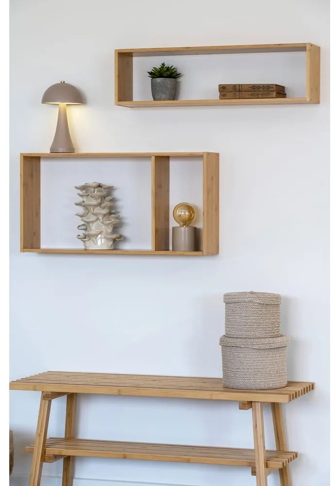 Natúr színű többszintes bambusz fali polc 70 cm Ember – House Nordic