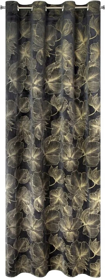 Függöny huzat Stella 140x250 fekete/arany