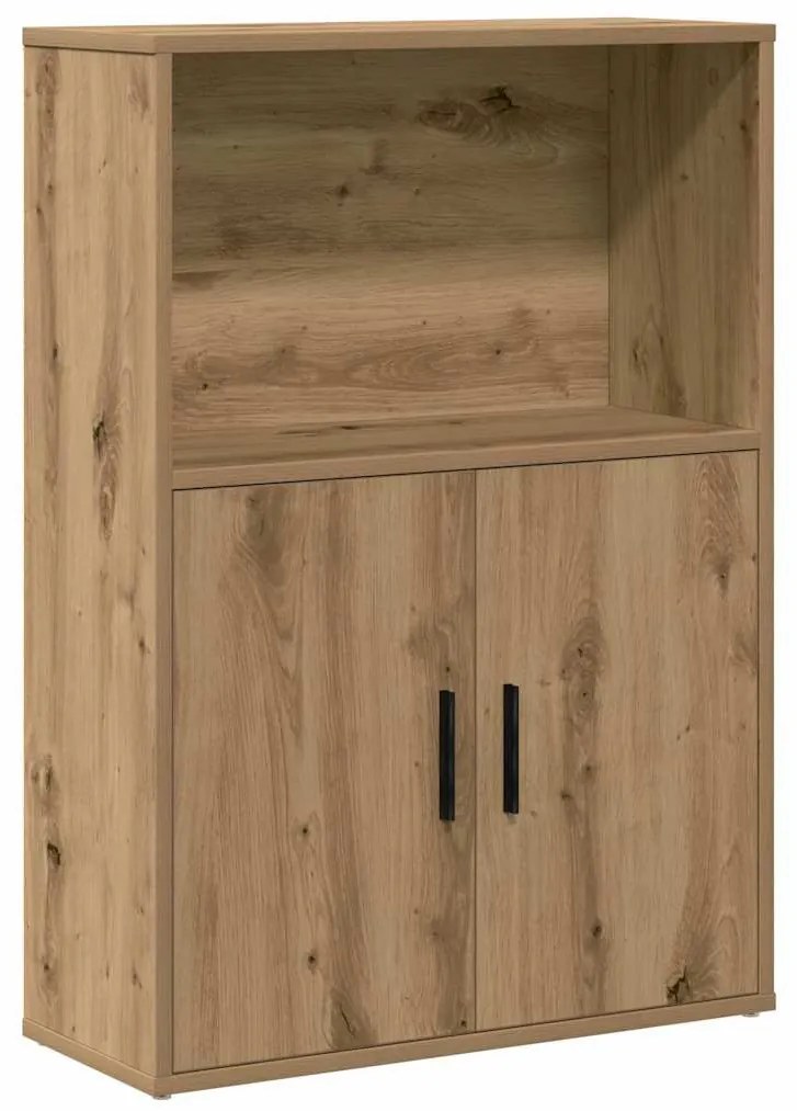 kézműves tölgy színű szerelt fa könyvespolc 60x24x85 cm