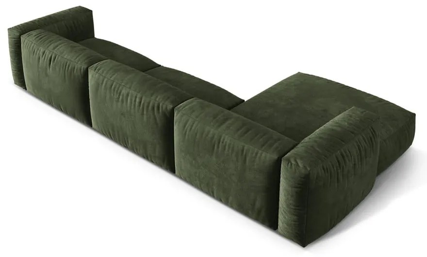 Zöld bársony moduláris sarokkanapé (bal oldali-heverő résszel) Martina – Micadoni