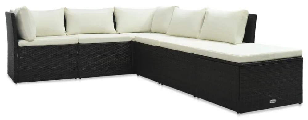 4 részes barna polyrattan kerti bútorszett párnával