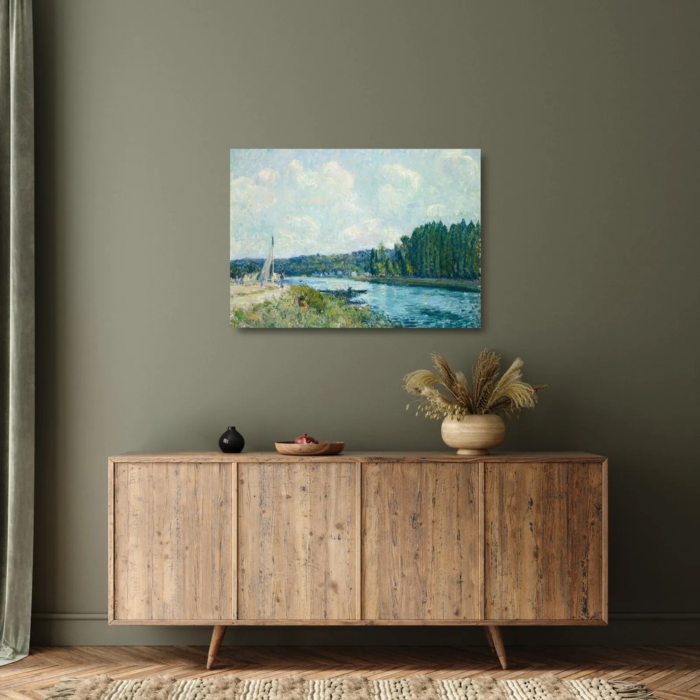Üveg kép - Alfred Sisley, The Banks of the Oise, reprodukciók (70x50 cm)