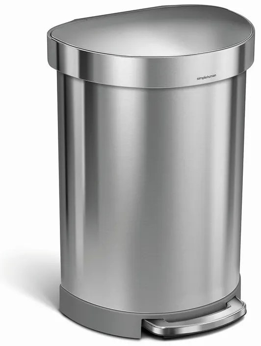 Félkör alakú pedálkosár 60 l, szálcsiszolt acél, rozsdamentes acél