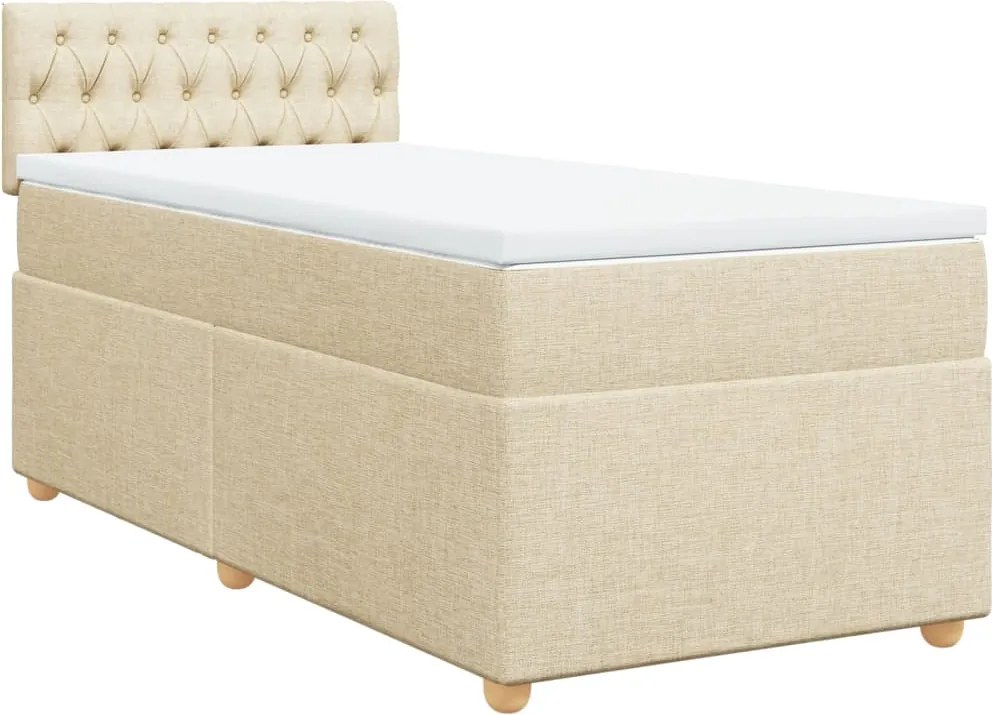 vidaXL krémszínű szövet rugós ágy matraccal 100 x 200 cm