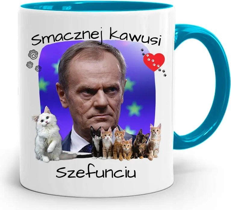 Donald Tusk Kék Bögre Platform Ajándék fényképes nyomtatással