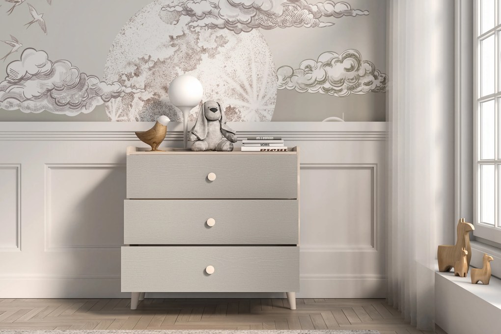 Marla komód 90 cm - sivatagi homok / szürke palládium