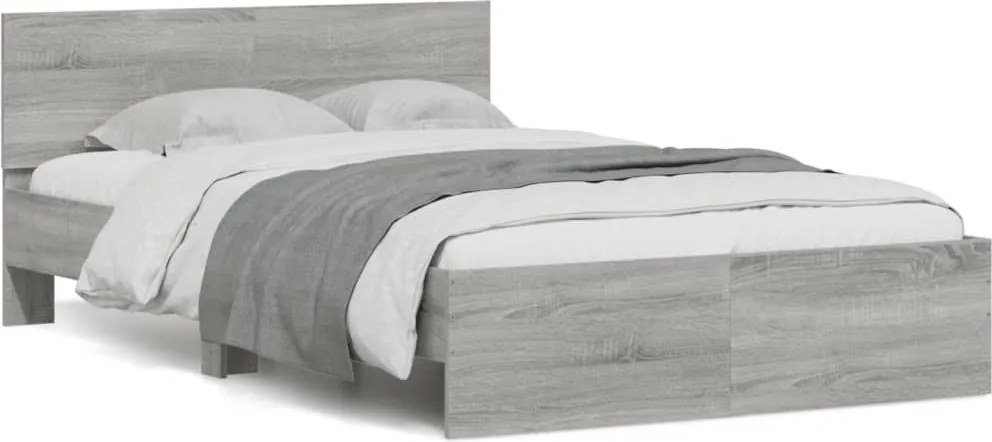 vidaXL szürke sonoma színű ágykeret fejtámlával 135 x 190 cm