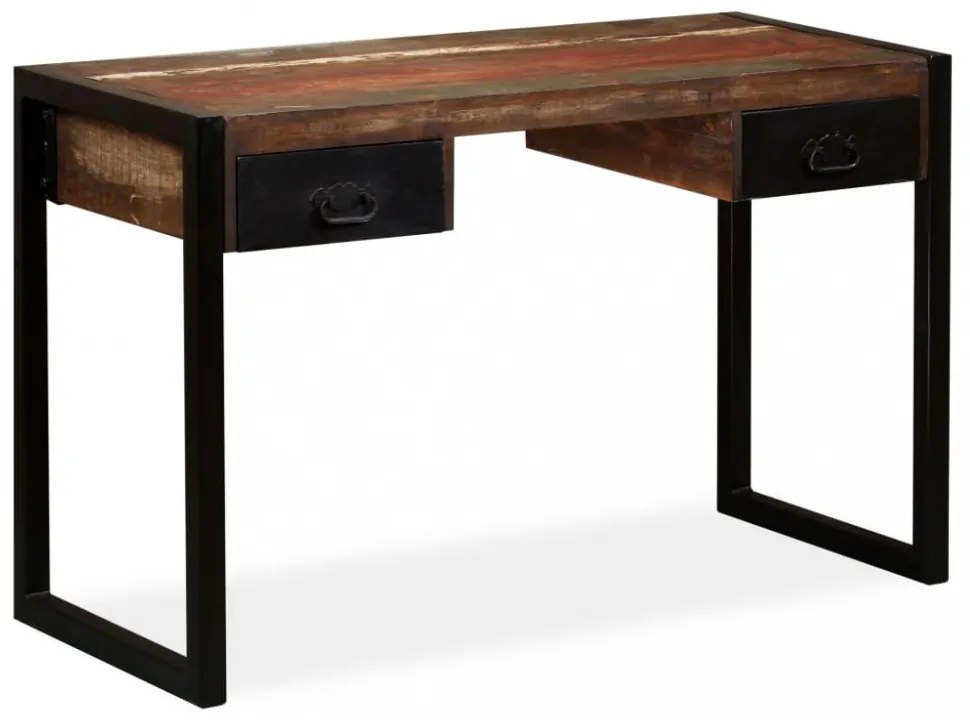 tömör újrahasznosított fa íróasztal 2 fiókkal 120 x 50 x 76 cm
