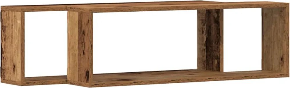 vidaXL Falpolcok polcokkal 2 pcs Öreg fa 80 x 15 x 26 cm Faanyag