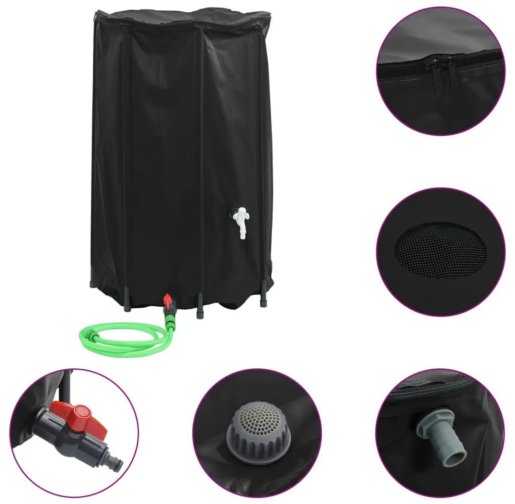 összecsukható PVC víztartály csappal 500 L