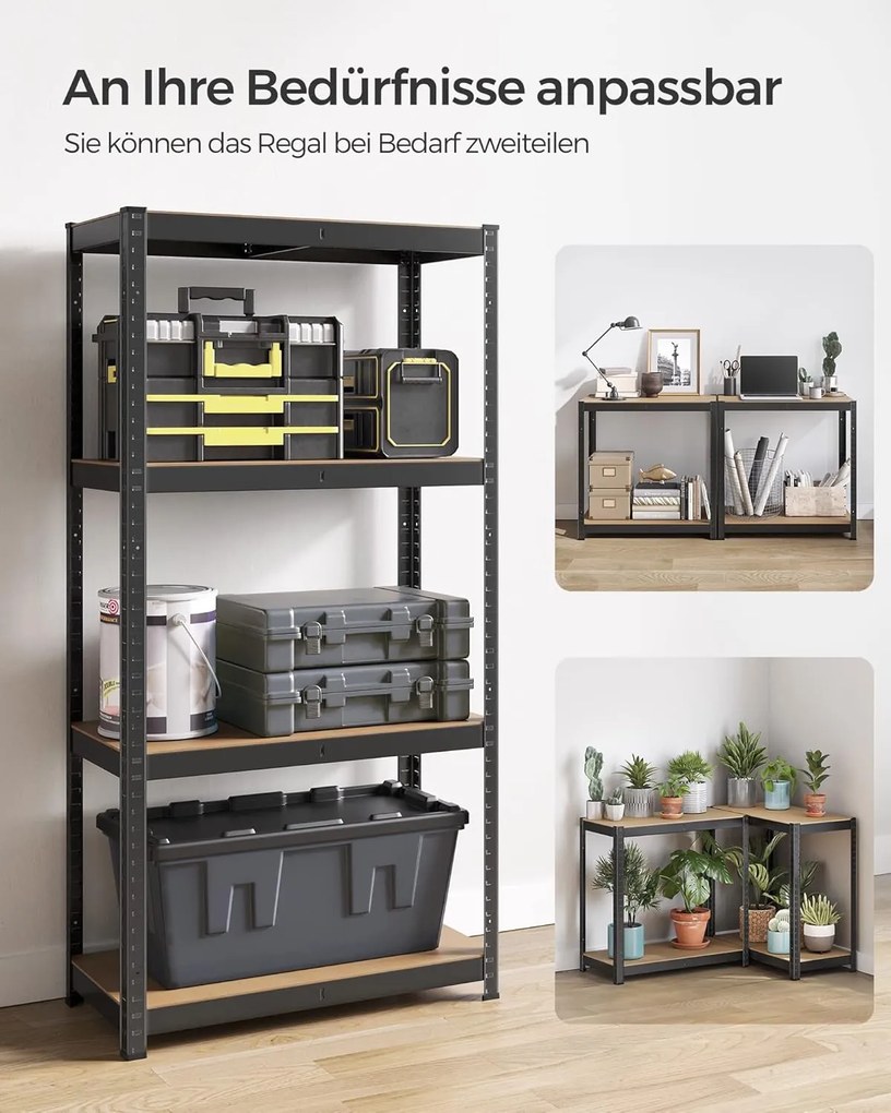 SONGMICS 2 db-os nagy teherbírású polcrendszer, 160 cm, 520 kg/polc, fekete