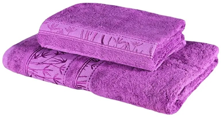 EMI lila bambusz törölköző és fürdőlepedő szett 2 db