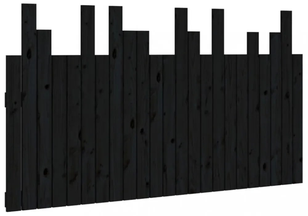fekete tömör fenyőfa fali fejtámla 146,5 x 3 x 80 cm