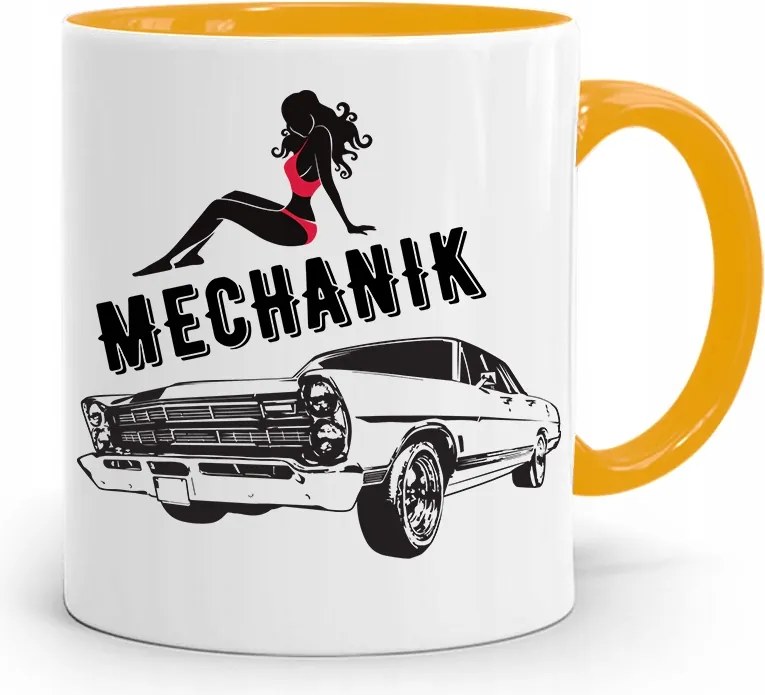 Sárga Bögre Ajándék Szerelőnek Szerelő Nyomtatott Fényképpel