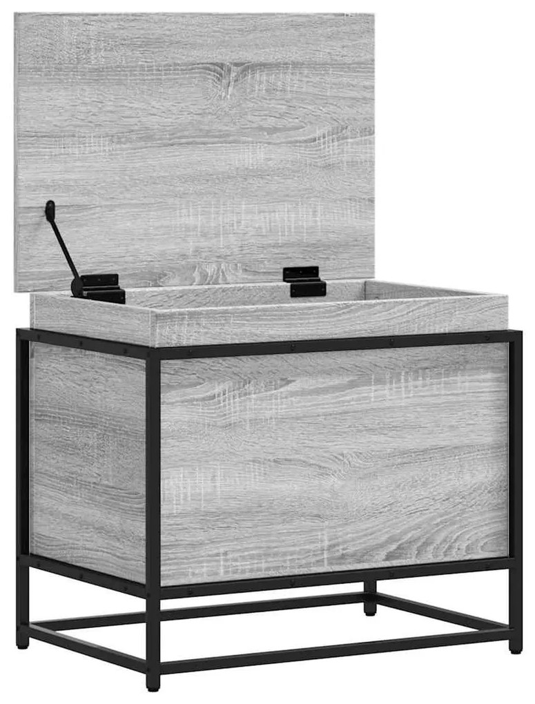 szürke sonoma szerelt fa tárolóláda fedéllel 60x40x51,5 cm