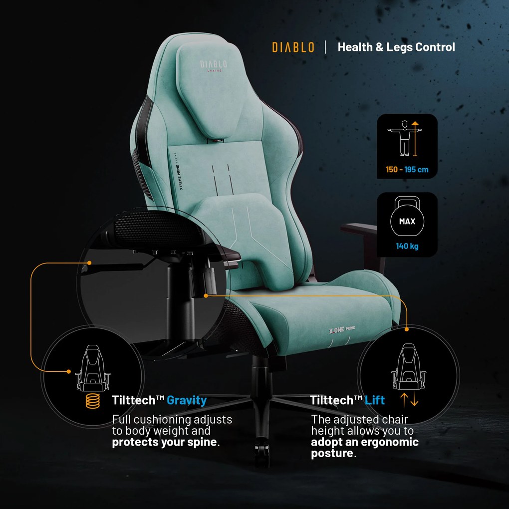 Gamer szék Normal Size, menta-fekete: Diablo X-One Prime Mystic Mint
