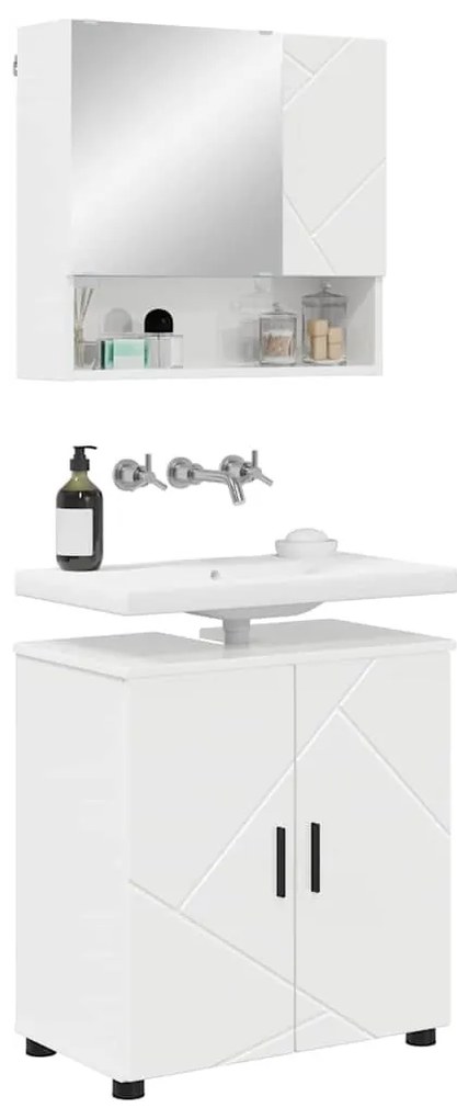 Fürdőszoba bútor szett 2 pcs Magasfényű fehér 61 x 35 x 64 cm