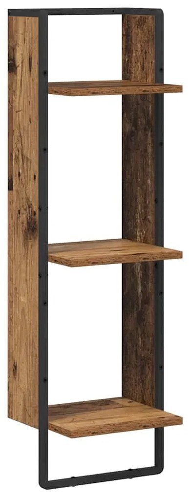vidaXL Falpolc polcokkal tárolóval Öreg fa 30 x 25 x 100 cm Faanyag