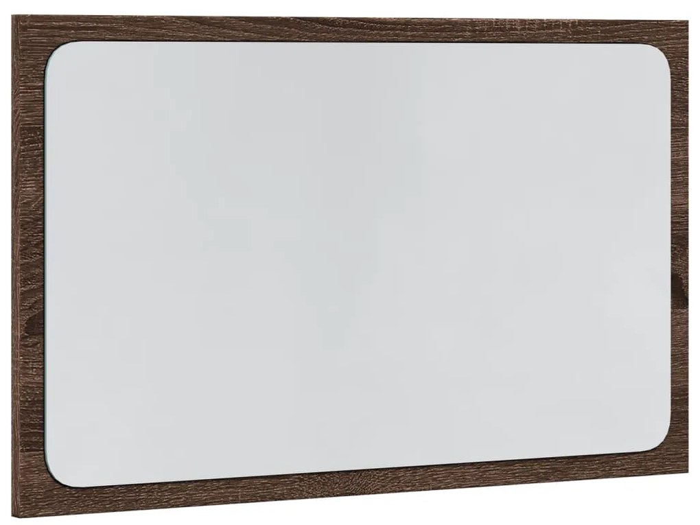 Barna tölgy szerelt fa LED-es fürdőszobatükör 60 x 8,5 x 38 cm