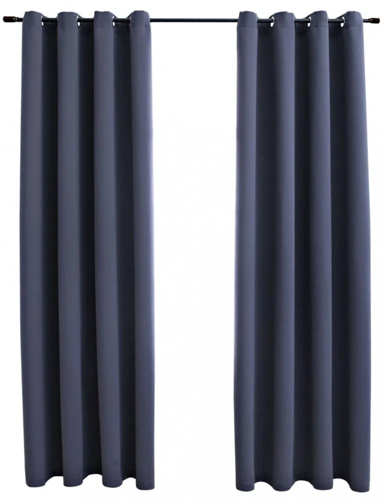 vidaXL 2 db antracitszürke sötétítőfüggöny fémgyűrűkkel 140 x 175 cm