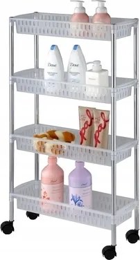 Fürdőszobai Polc Kerekes Állvány 4 polcos babakocsi
