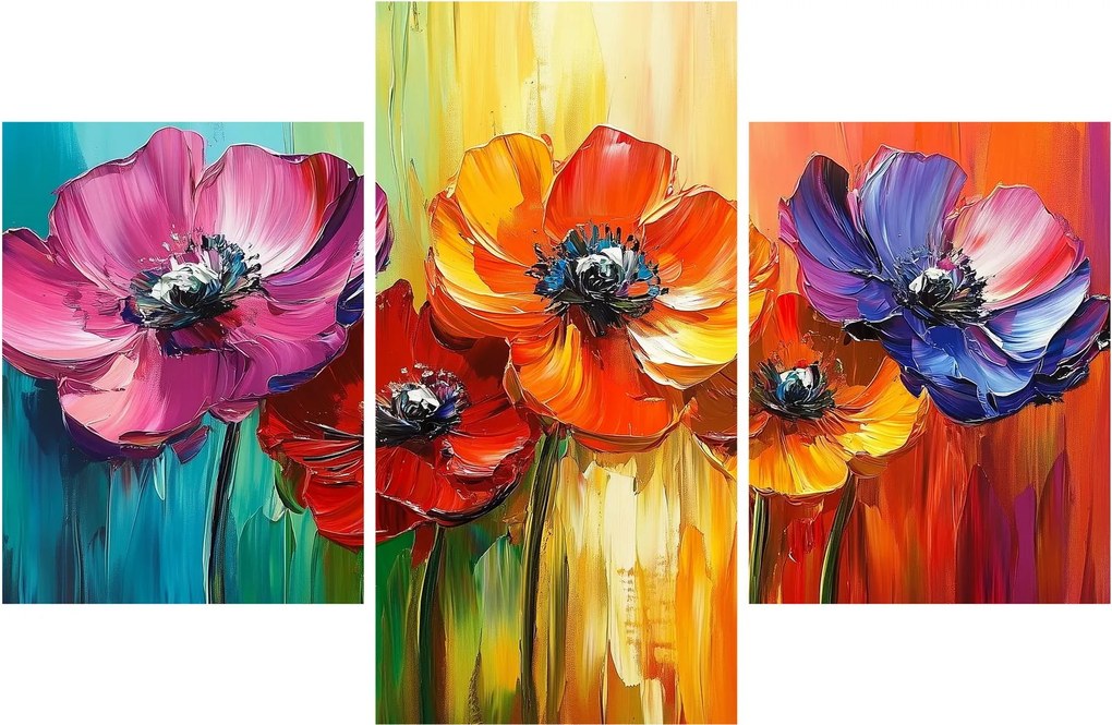 Kép - Öt színes virág (90x60 cm)