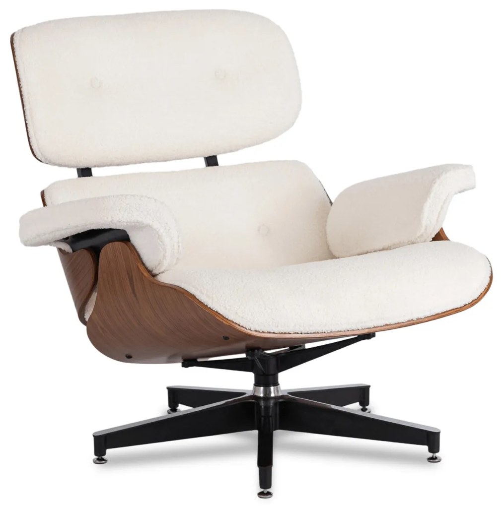 Prémium Forgó Fetel Lábtartóval Fehér Bouclé Szövettel. PALERMO